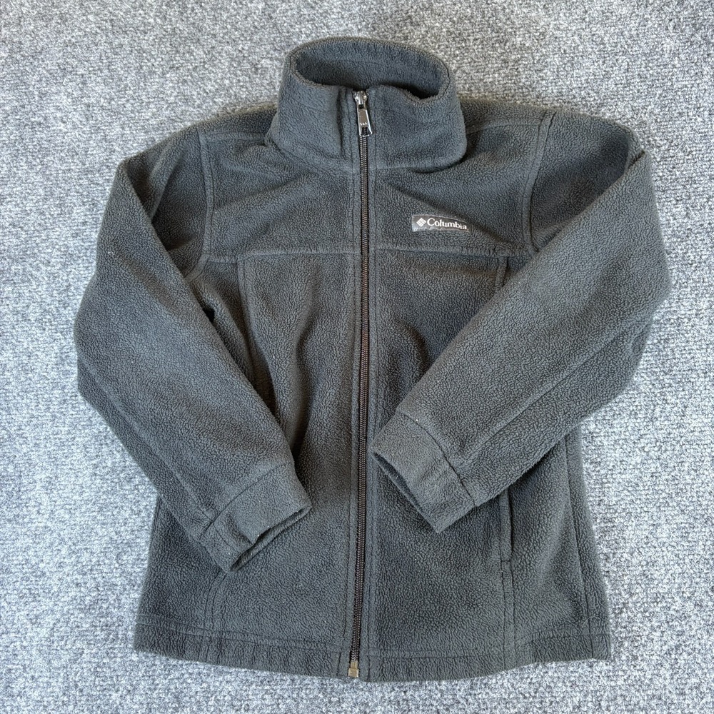 Columbia Sportswear Fleece Jacket Boys XS 6-7 Charcoal Gray Mock Neck Full Zip